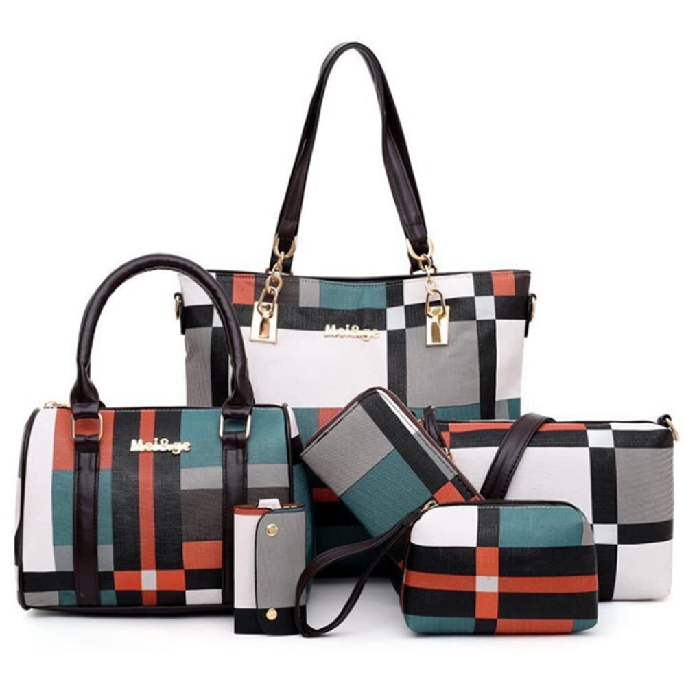 5571 6pcs Totes Purses And Handbags Set Pu Leather Shoulder Bags Satchel